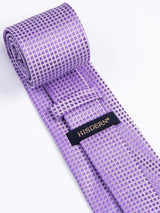 Men's Plaid Tie Handkerchief Set - A1-LAVENDER