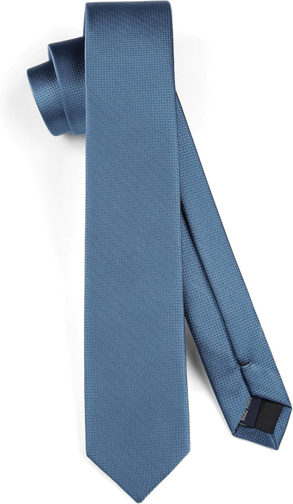 Solid 2.4' Skinny Formal Tie - LIGHT NAVY BLUE-02