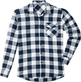 Plaid Men's Flannel Shirt With Pockets - 4N-NAVY BLUE-03