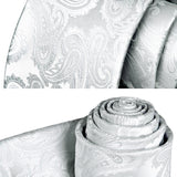 Paisley Tie Handkerchief Set - A2-SILVER WHITE