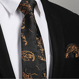 Floral Tie Handkerchief Set - GOLD