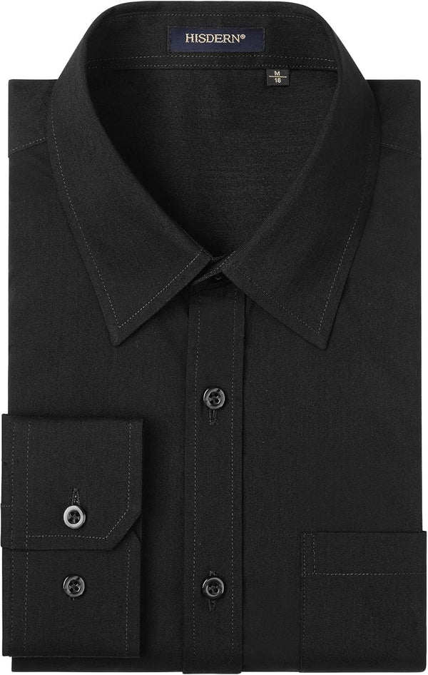 Men's Dress Shirt with Pocket - BLACK