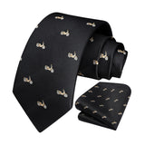Pattern Tie Handkerchief Set - BLACK 