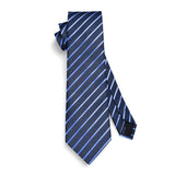 Stripe Tie Handkerchief Set - 13-NAVY BLUE 