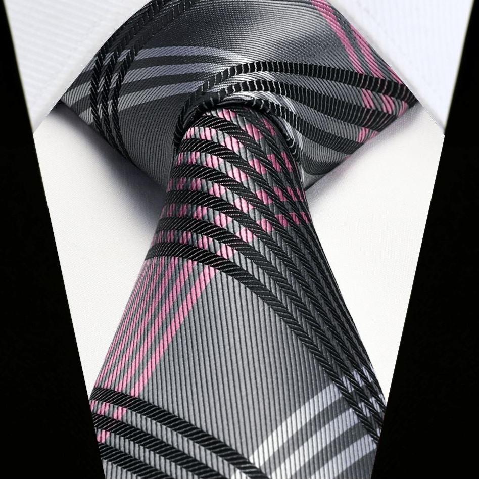 Plaid Tie Handkerchief Set - 14 BLACK