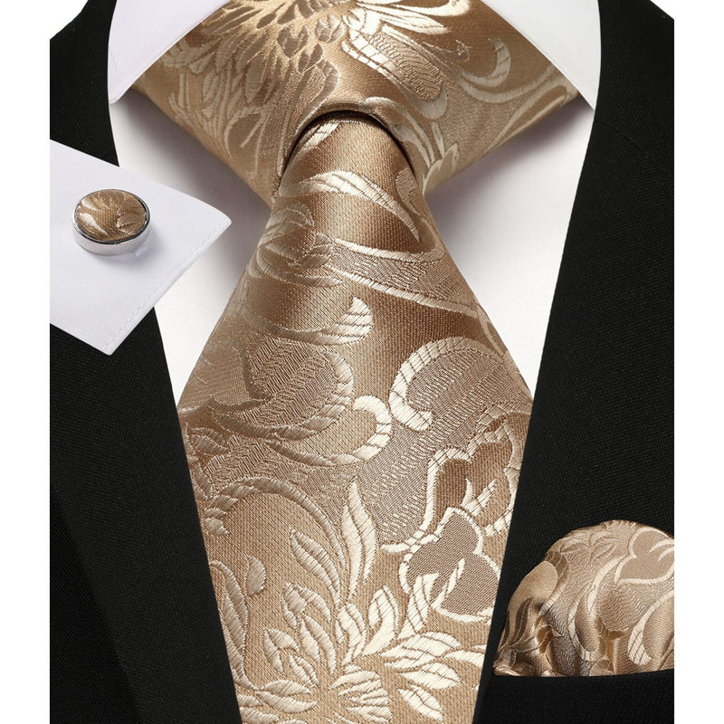 Paisley Tie Handkerchief Cufflinks - DARK GOLD 