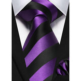 Stripe Tie Handkerchief Set - A-PURPLE 