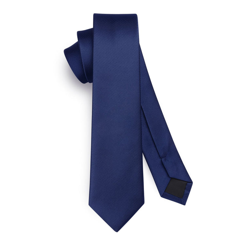 Solid 2.17'' Skinny Formal Tie - B1-NAVY BLUE 
