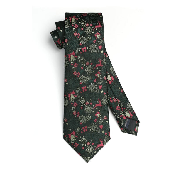 Christmas Tie Handkerchief Set - A-3 GREEN