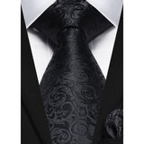 Paisley Tie Handkerchief Set - A26-BLACK 