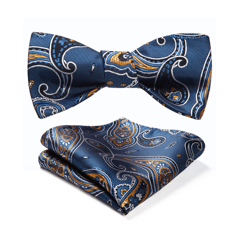 Paisley Bow Tie & Pocket Square - BLUE 