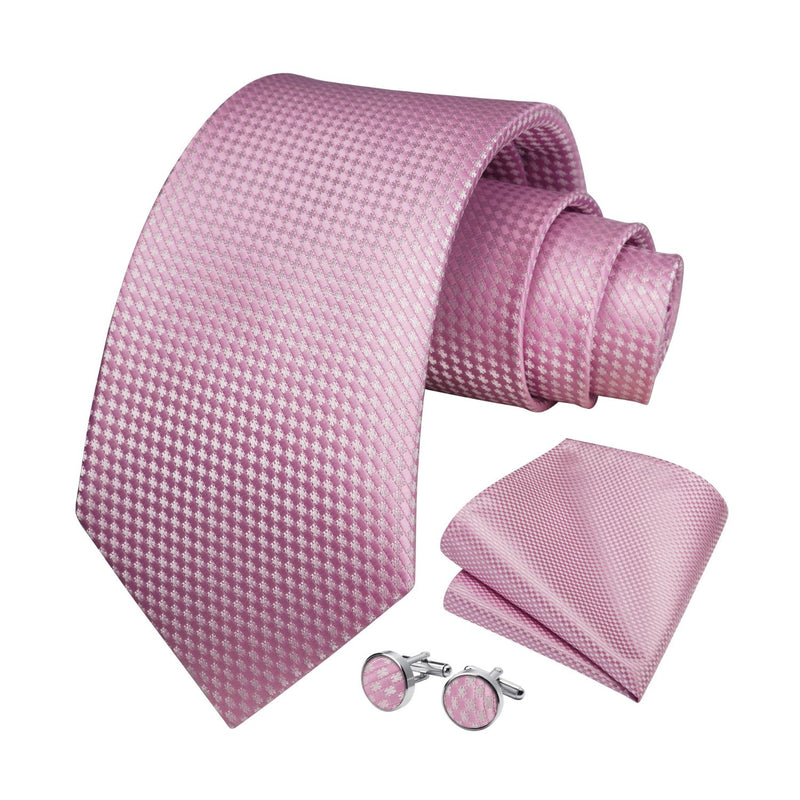 Houndstooth Tie Handkerchief Cufflinks - 03-PURPLE 