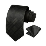 Plaid Tie Handkerchief Set - A - 070-BLACK CHECKERED 2 
