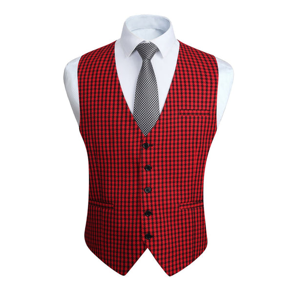 Plaid Slim Vest - B9-RED 