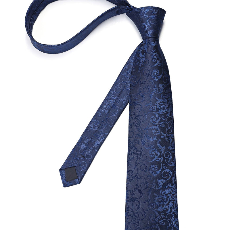 Paisley Tie Handkerchief Cufflinks - E2-NAVY BLUE 
