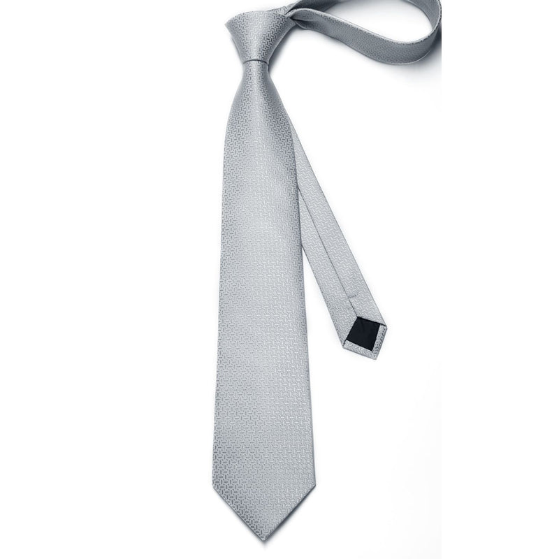 Stripe Tie Handkerchief Cufflinks - A03-SILVER 
