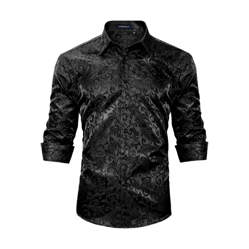Shiny Satin Dress Shirt - BLACK2 