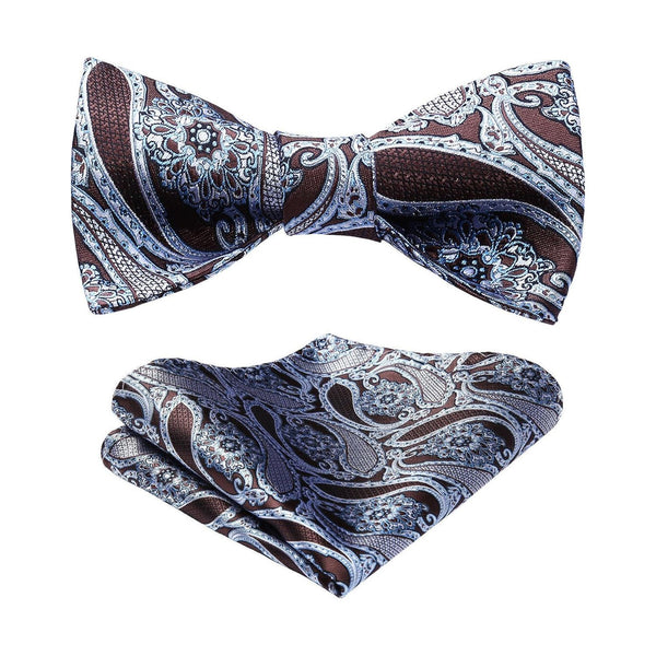 Paisley Bow Tie & Pocket Square - BROWN 
