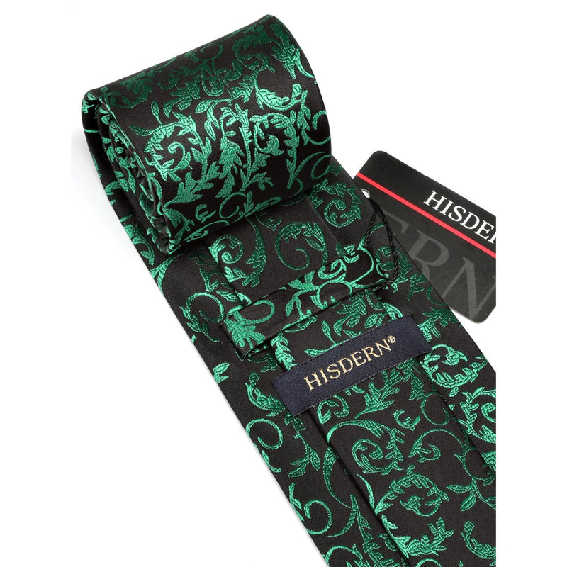 Floral Tie Handkerchief Cufflinks - GREEN-3 