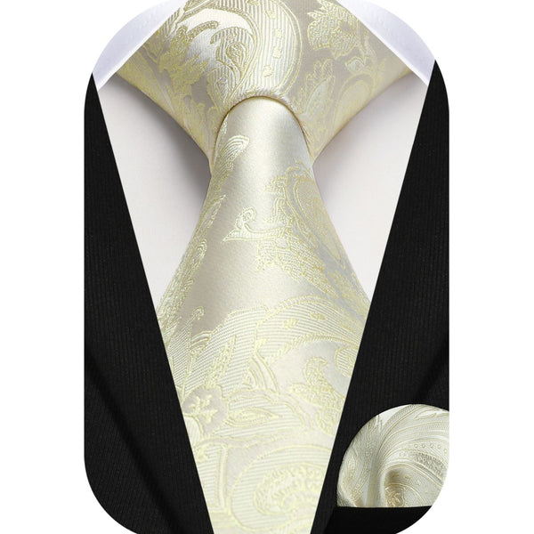 Floral Tie Handkerchief Set - O5-WHITE 
