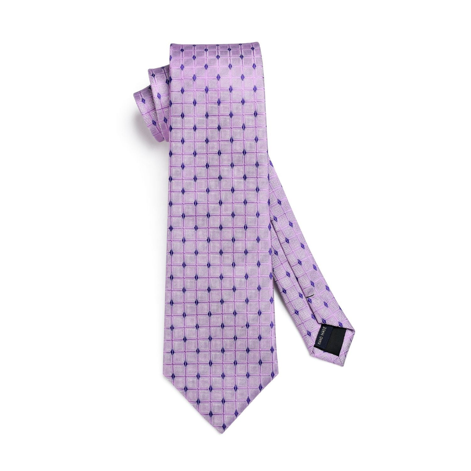 Plaid Tie Handkerchief Set - PURPLE