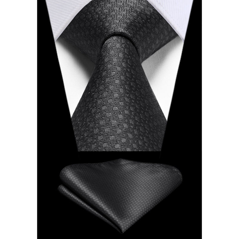 Plaid Tie Handkerchief Set - F-BLACK 