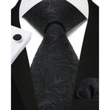 Paisley Floral 4pc Suit Vest Set - BLACK 2 