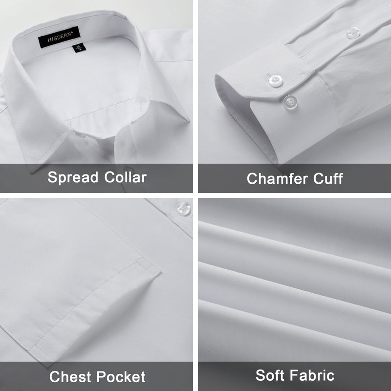 Men's Shirt with Tie Handkerchief Set - 05-PINK/WHITE 