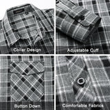 Plaid Men's Flannel Shirt With Pockets - Z-GREY BLACK