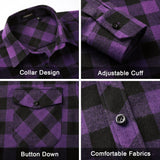 Plaid Men's Flannel Shirt With Pockets - 2P-PURPLE-01P