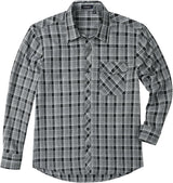 Plaid Men's Flannel Shirt With Pockets - Z-GREY BLACK