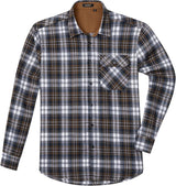 Plaid Men's Flannel Shirt With Pockets - 7N-BROWN/NAVY-3