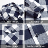 Plaid Men's Flannel Shirt With Pockets - 4N-NAVY BLUE-03