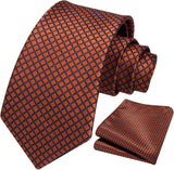 Men's Plaid Tie Handkerchief Set - B-ORANGE