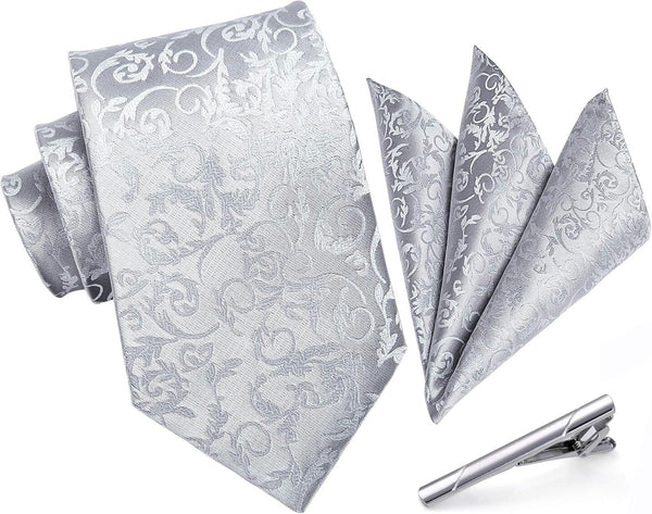 Floral Tie Handkerchief Clip - 05 SILVER