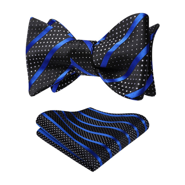 Stripe Bow Tie & Pocket Square - 02-BLUE/BLACK 
