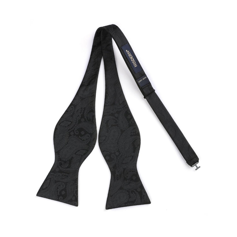 Floral Paisley Bow Tie & Pocket Square Sets - C-BLACK 