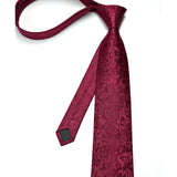 Paisley Tie Handkerchief Cufflinks - H3-BURGUNDY 