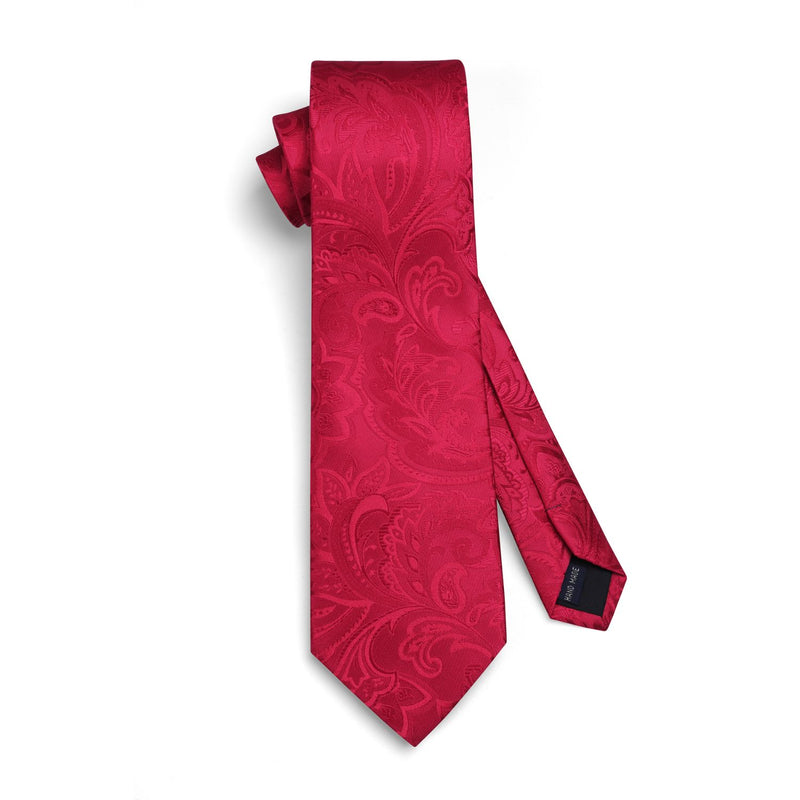 Floral 3.4 inch Tie Handkerchief Set - 10-RED PAISLEY 