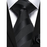 Stripe Tie Handkerchief Set - 01-BLACK 