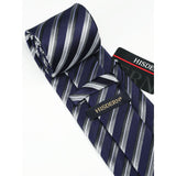 Stripe Tie Handkerchief Cufflinks - F1 - NAVY/GREY 