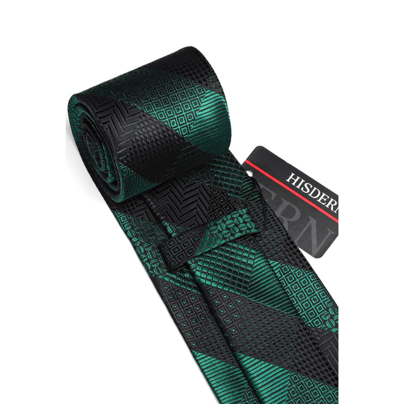 Plaid Tie Handkerchief Set - A-BLACK GREY