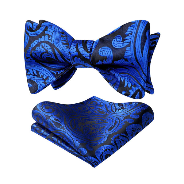 Paisley Bow Tie & Pocket Square - ROYAL BLUE-4 