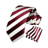 Stripe Tie Handkerchief Set - RED/WHITE 