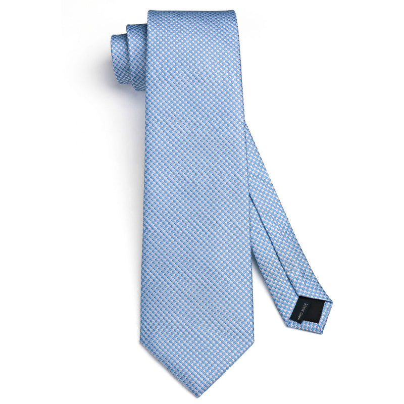 Houndstooth Tie Handkerchief Set - LIGHT BLUE 
