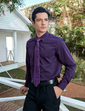 Plain Shirt and Tie Set