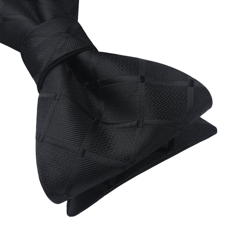 Plaid Bow Tie & Pocket Square - C-BLACK 1 