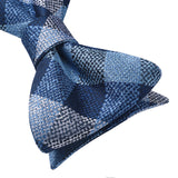 Plaid Bow Tie & Pocket Square - BLUE-03