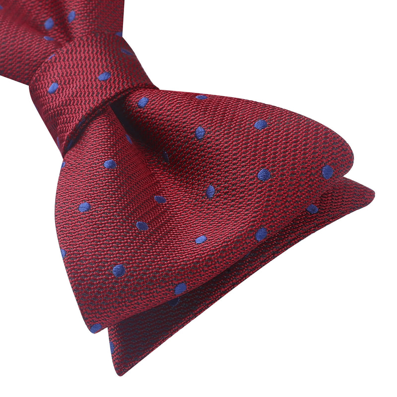 Polka Dots Bow Tie & Pocket Square - B-RED 