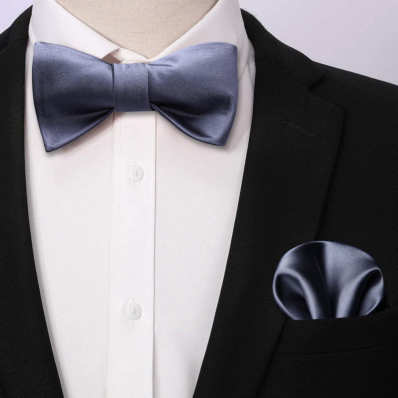 Solid Bow Tie & Pocket Square - G2-GREY 